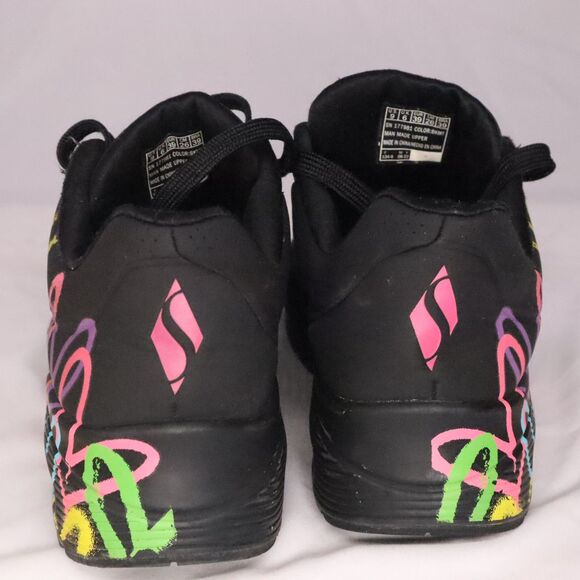 Skechers Black Rainbow Sneakers Women's Size 9 Hearts Love Multicolor - Picture 6 of 11